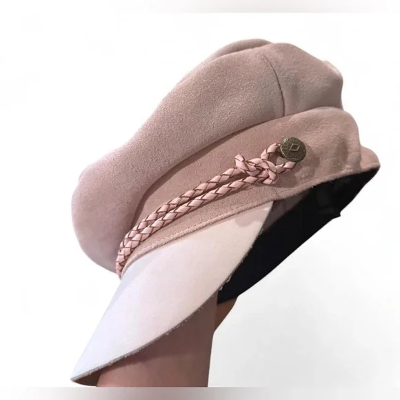 Brixton Nude “Kayla Leather Suede Fiddler” Fisherman Cap Coachella Festival Med. - Picture 2 of 6